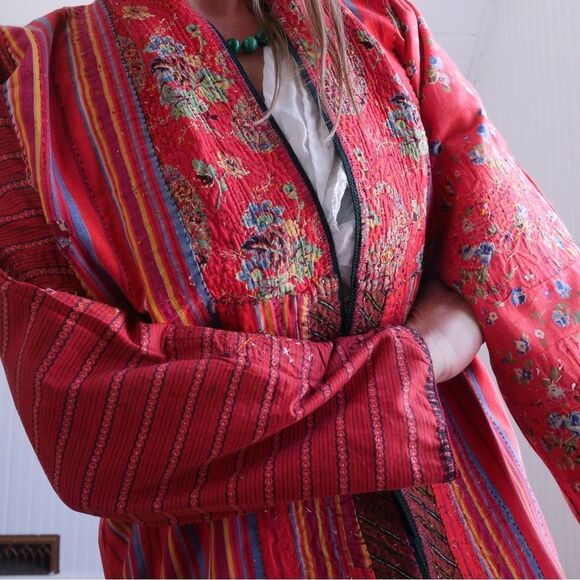Stunning vintage Turkmen Chodor tribe handmade robe/jacket/duster - Picture 4 of 12